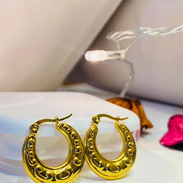 Textured Golden Hoop Earrings