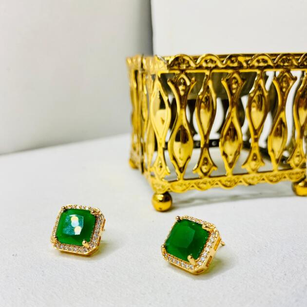 Emerald Green Stud Earrings